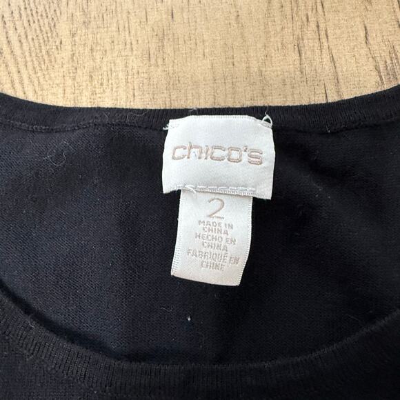 Chico’s Black Long Sleeve Sweater Button‎ Cuffs 2 Large - Picture 5 of 6